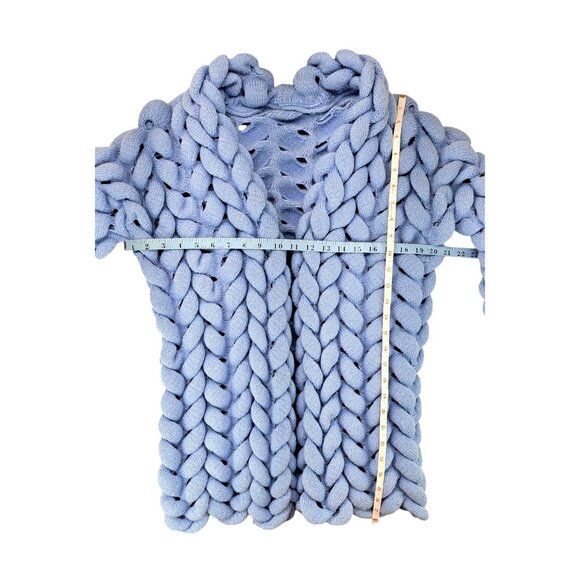 Chunky Knit Blue Open Front Cardigan Sweater Women Size Large Braided Style - Picture 5 of 5